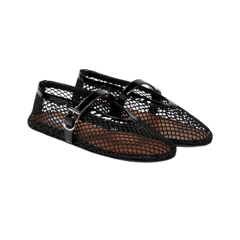 Alaïa Fishnet Ballerina Flats Black