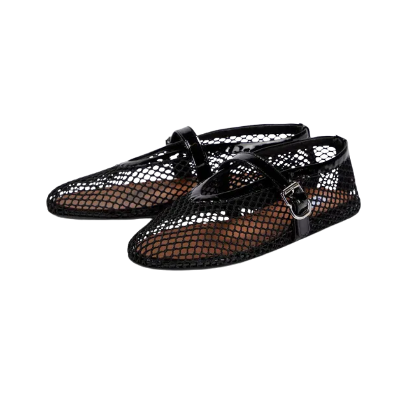 Alaïa Fishnet Ballerina Flats Black