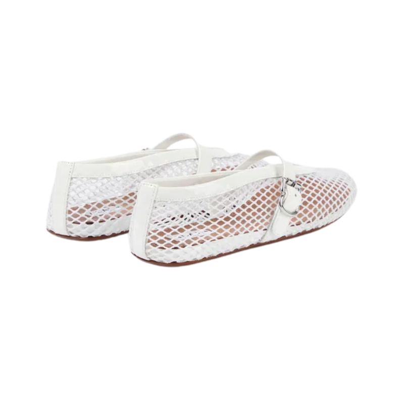 Alaïa Fishnet Ballerina Flats White