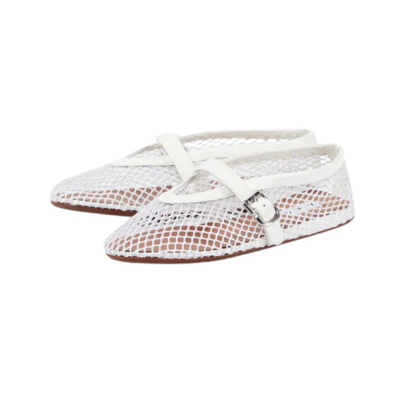 Alaïa Fishnet Ballerina Flats White