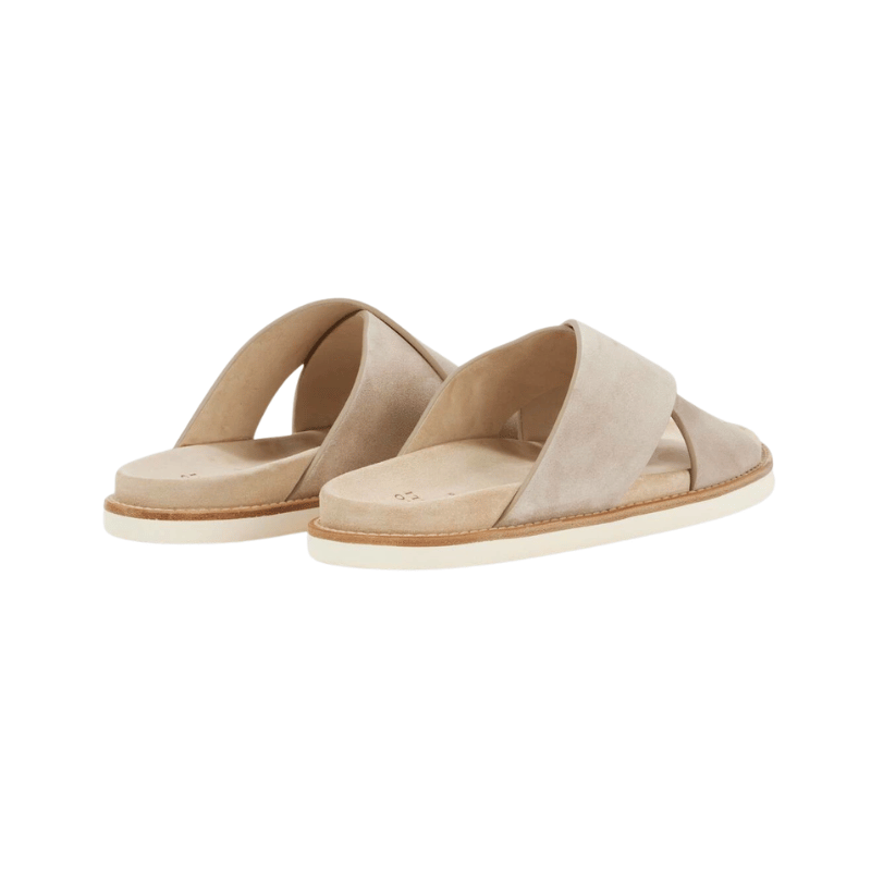 Brunello Cucinelli Suede Crossover Slide Sandals Beige