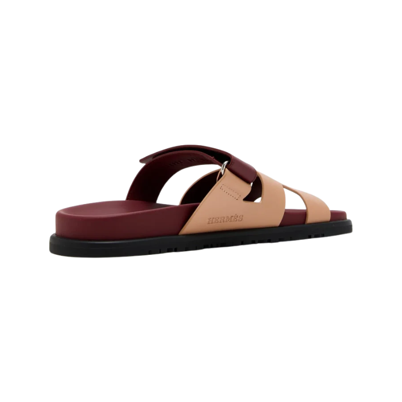 Hermes Chypre sandals Beige Perlino Rouge