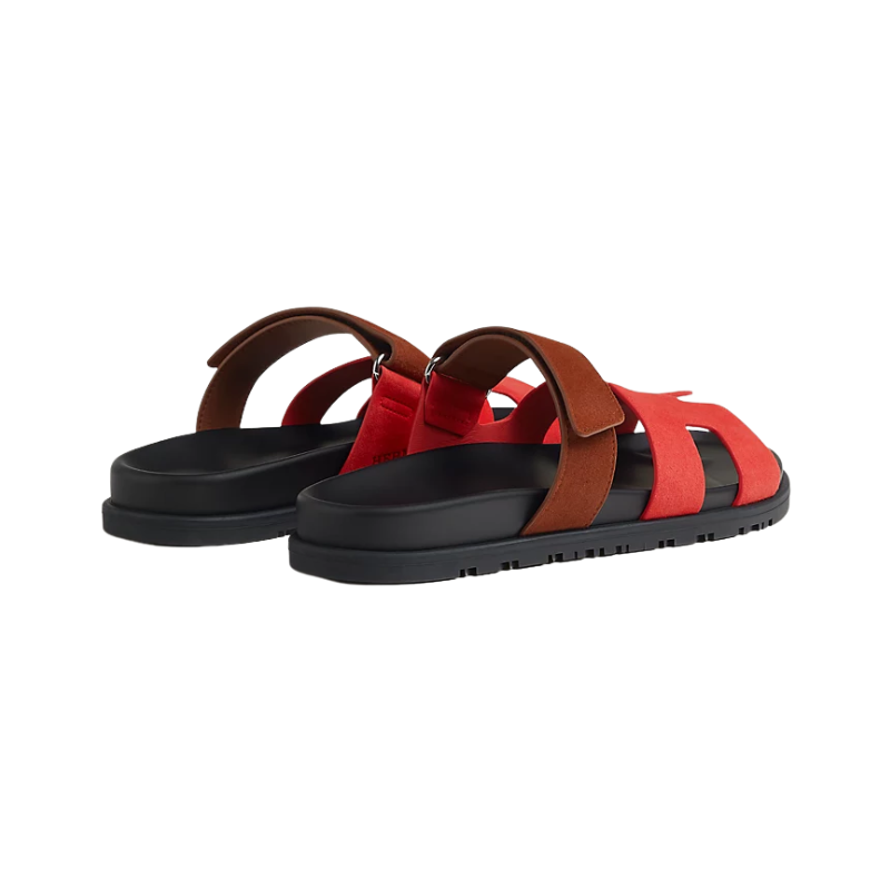 Hermes Chypre sandals Rouge Cinétique / Gold