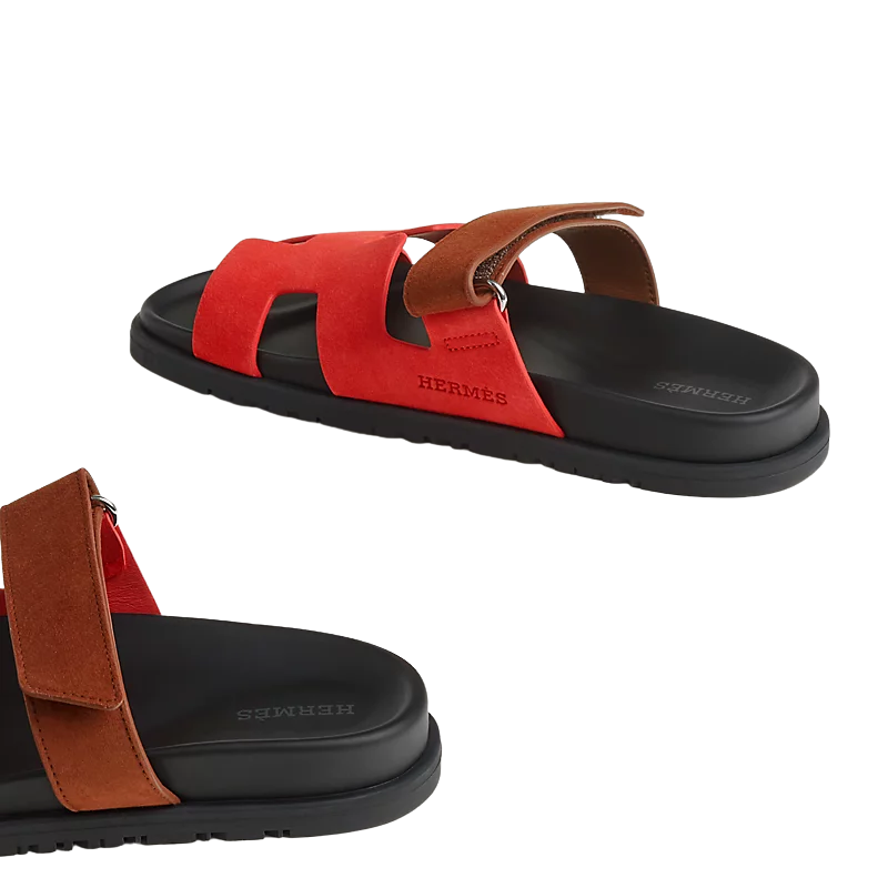 Hermes Chypre sandals Rouge Cinétique / Gold