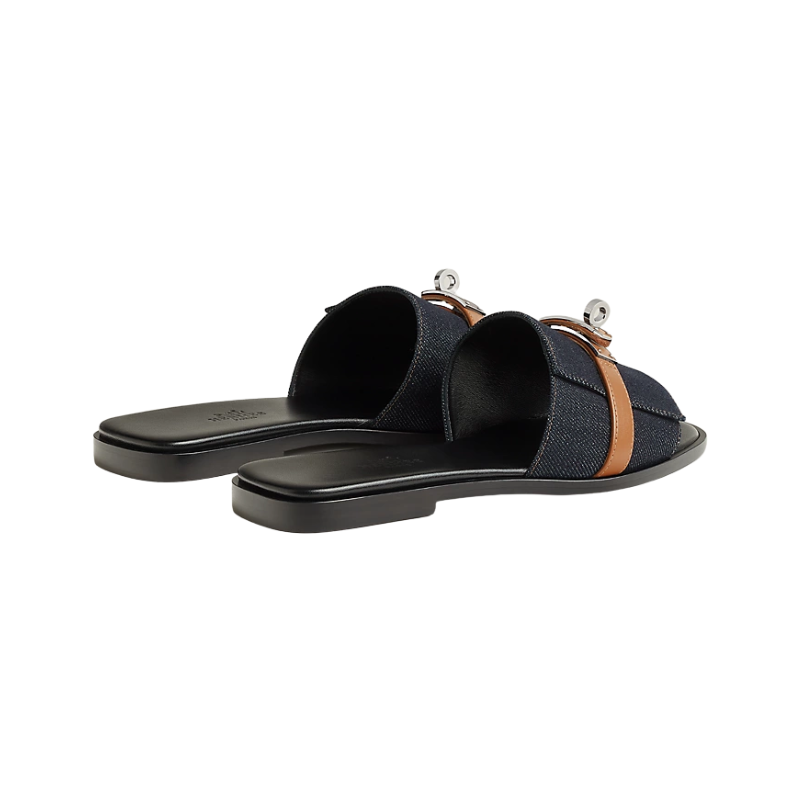 Hermès Giulia Sandal Bleu Brut / Naturel