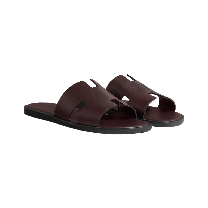 Hermes Izmir Sandals Calfskin leather Dark Brown/Mocha