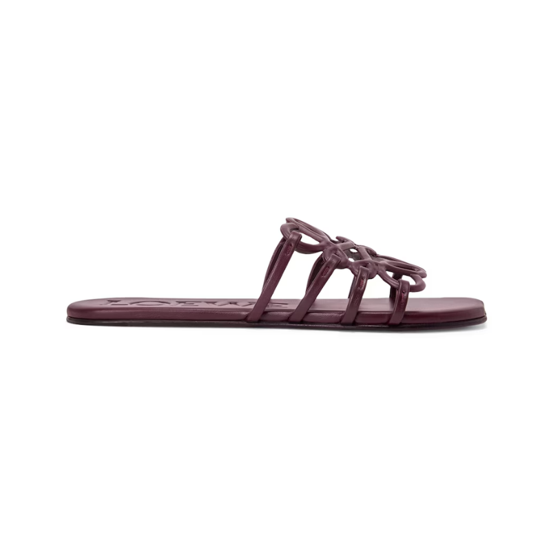 LOEWE Petal Anagram leather slides Dark Burgundy