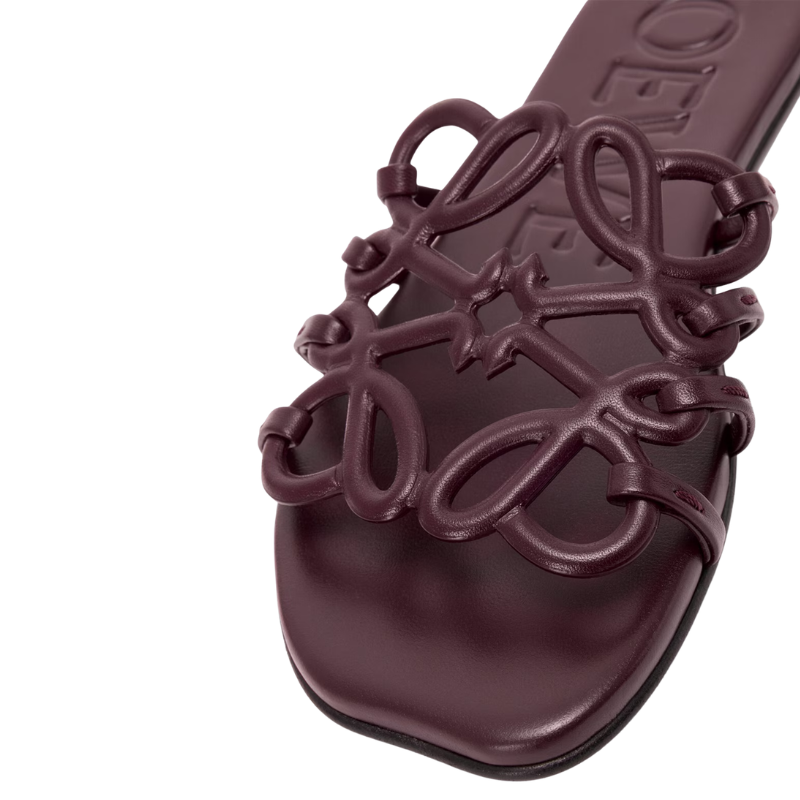 LOEWE Petal Anagram leather slides Dark Burgundy