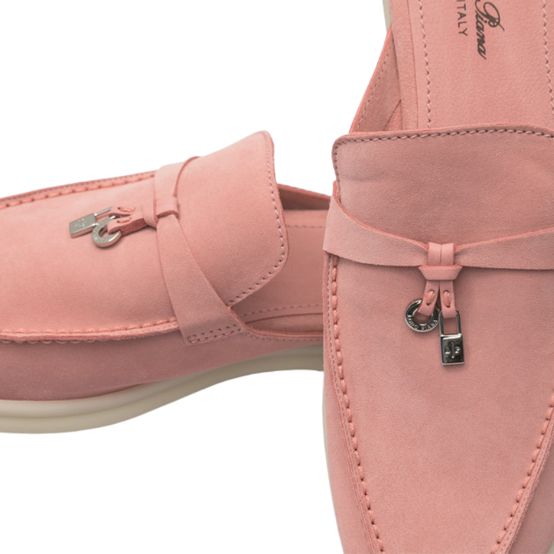 Loro Piana Babouche Charms Walk suede mules pink