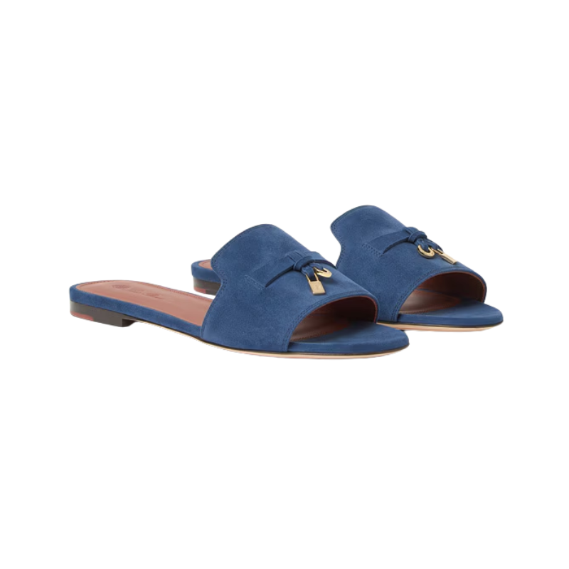 Loro Piana Charms Slides Blue