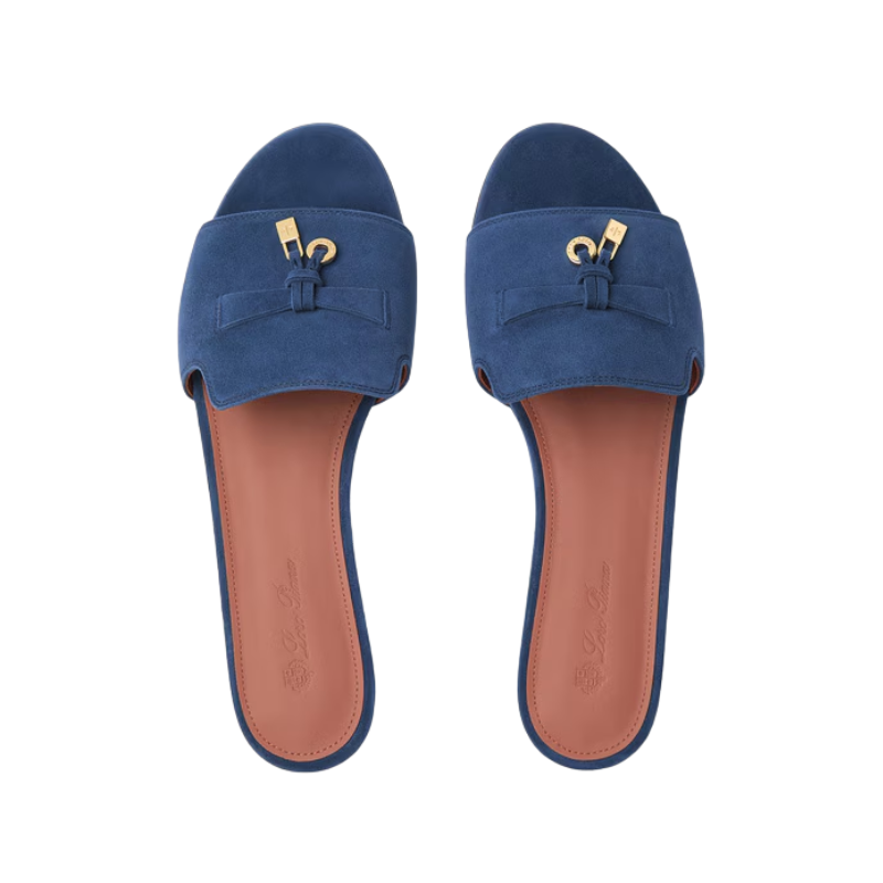 Loro Piana Charms Slides Blue