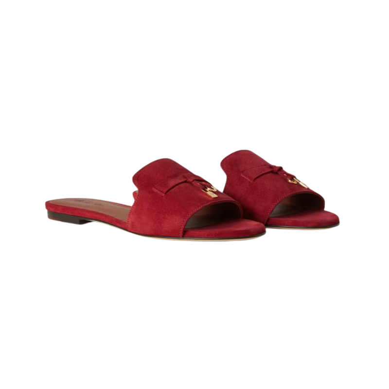 Loro Piana Charms Slides Deep Red