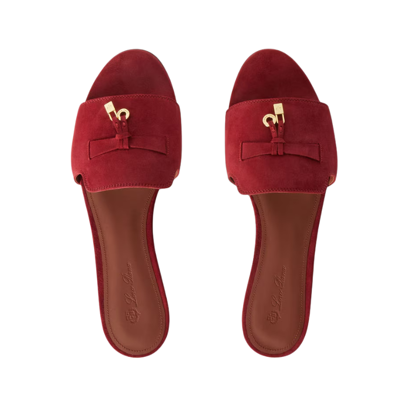 Loro Piana Charms Slides Deep Red