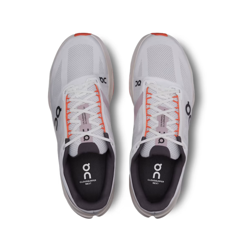 On Cloudsurfer Next in the White and Flame