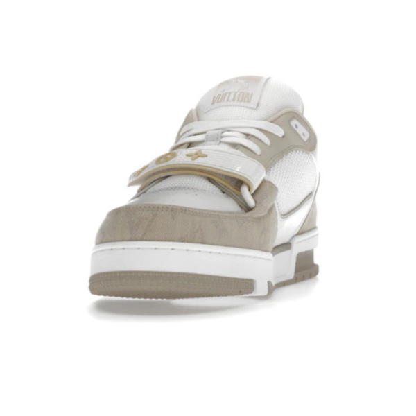Louis Vuitton LV trainer LOW TOP Velcro strap beige white