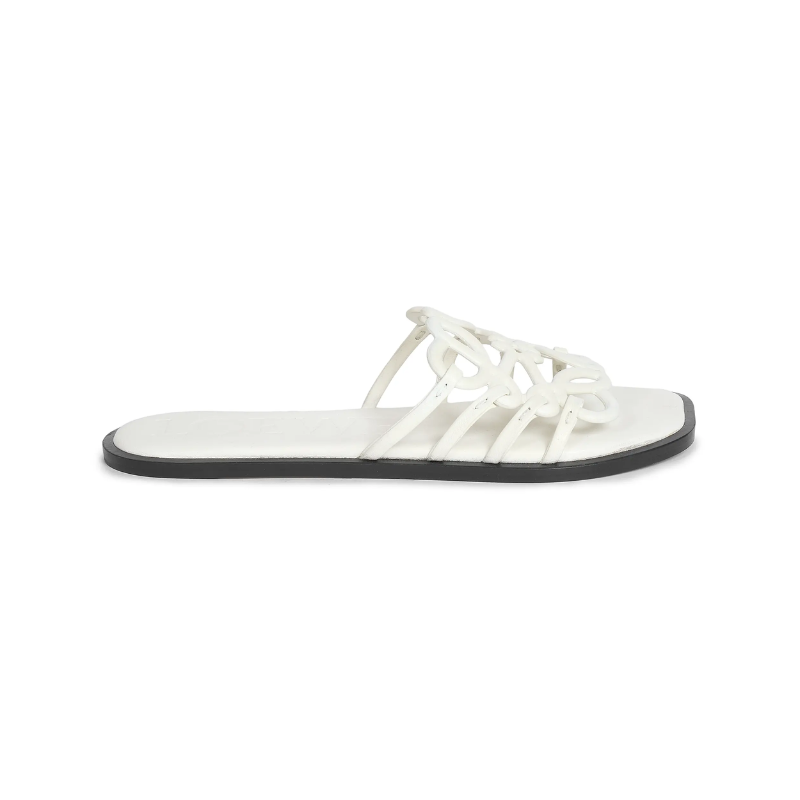 Loewe Petal Anagram slide in white leather