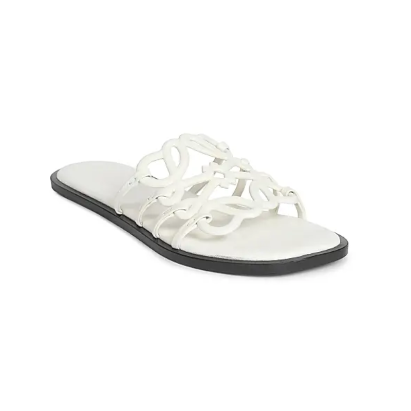 Loewe Petal Anagram slide in white leather