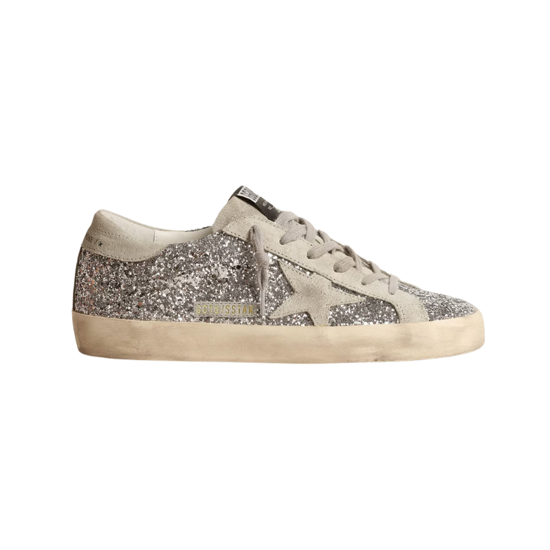 Golden Goose Super-Star - silver glitter with ice-gray suede