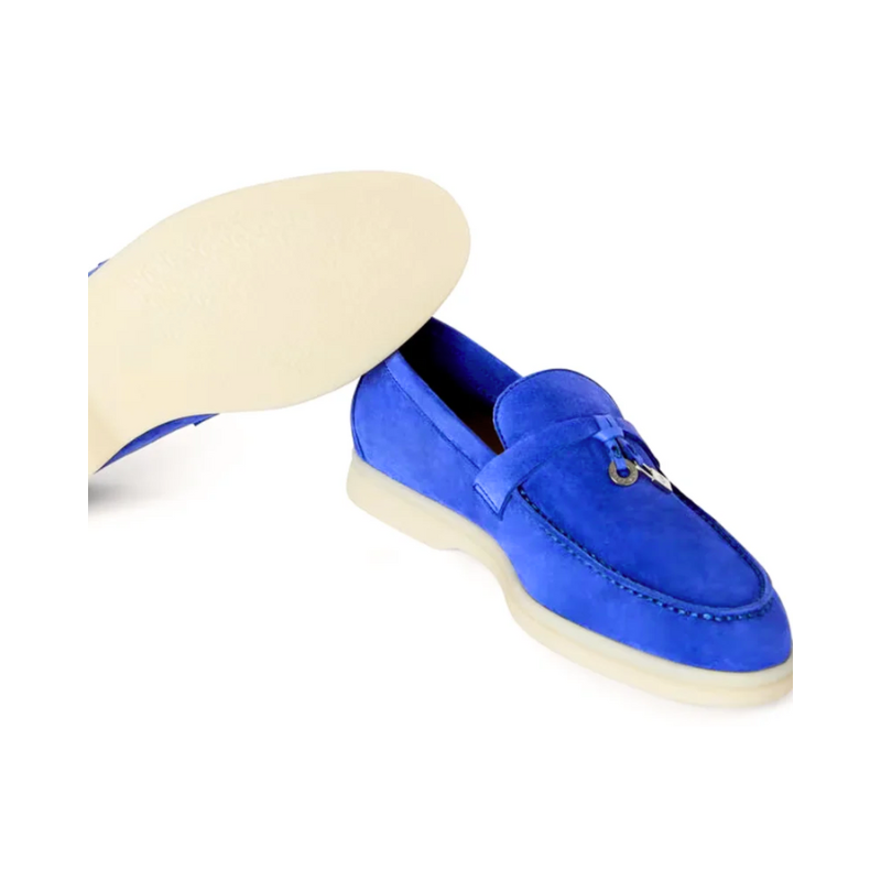 Loro Piana Summer Charms Walk Loafer blue suede