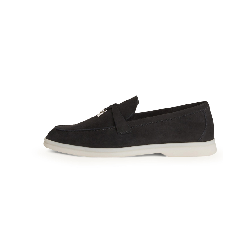 Loro Piana Summer Charms Walk loafers in black suede.