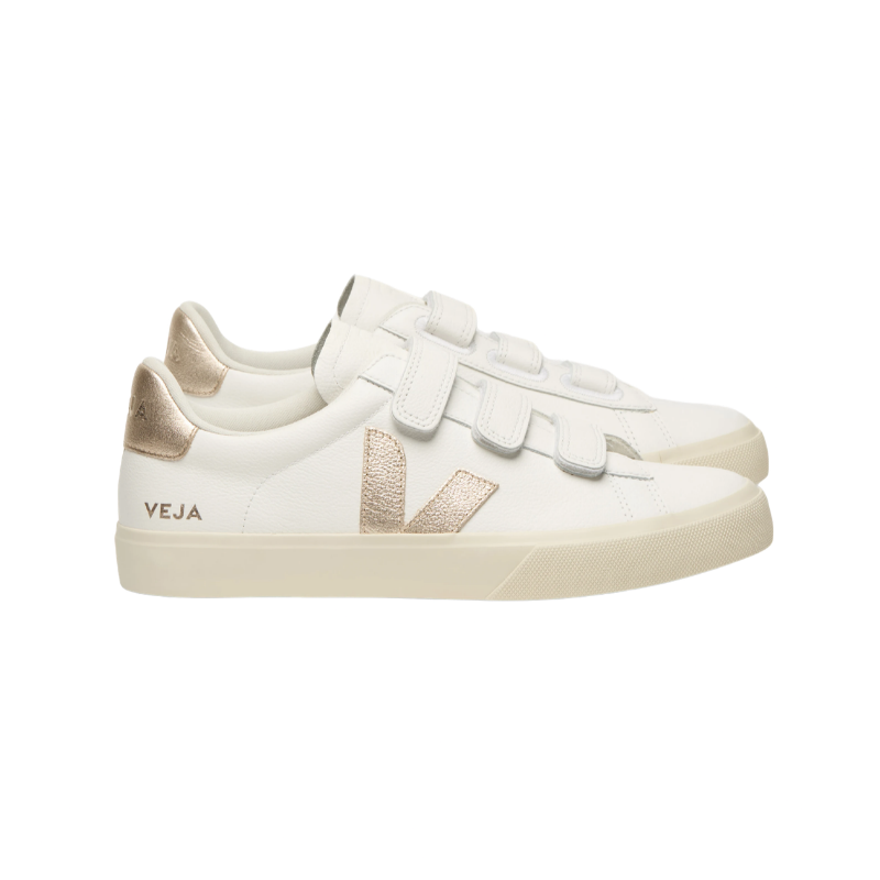 Veja Recife ChromeFree Leather White / Platine Metallic Gold