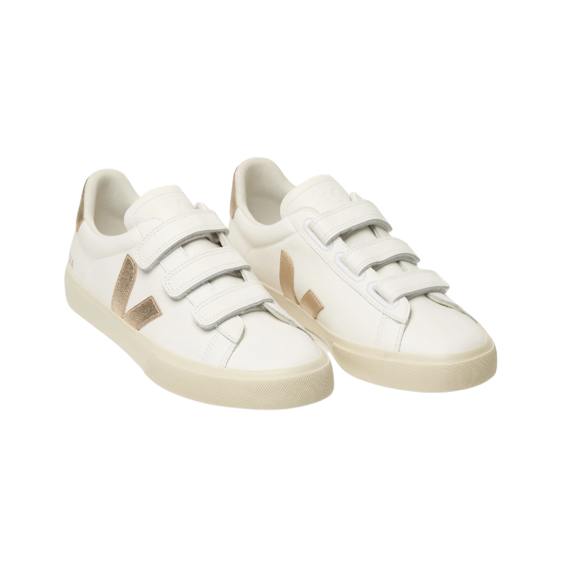 Veja Recife ChromeFree Leather White / Platine Metallic Gold